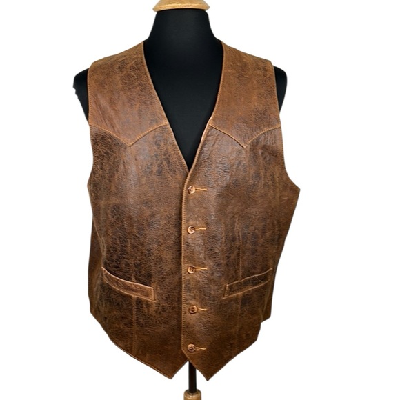 Scully 100% Genuine Leather Men's Western Cowboy Rodeo Classic Vest Size 48 XL - Picture 1 of 8